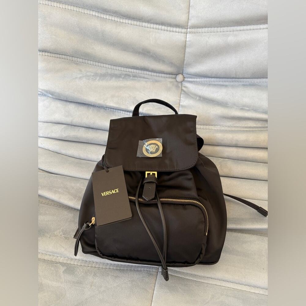Versace Black and Gold Medusa Backpack NWT
